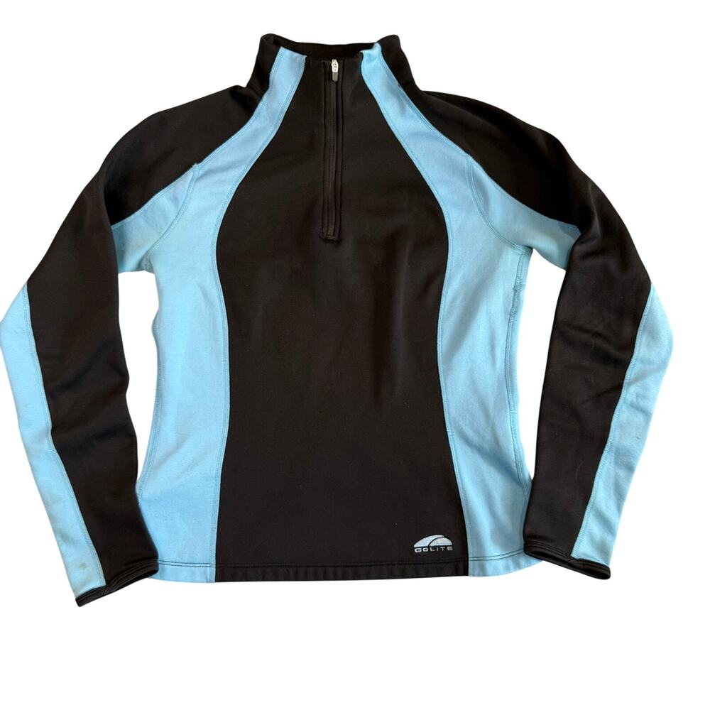 GoLite Women's ReScooba Black Blue Quarter Zip Fleece Jacket Hiking Outdoor - M